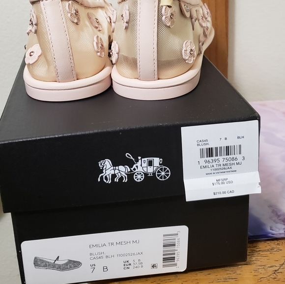 Coach Emilia Floral Mesh Mary Janes - Cream and Pink - Picture 7 of 12